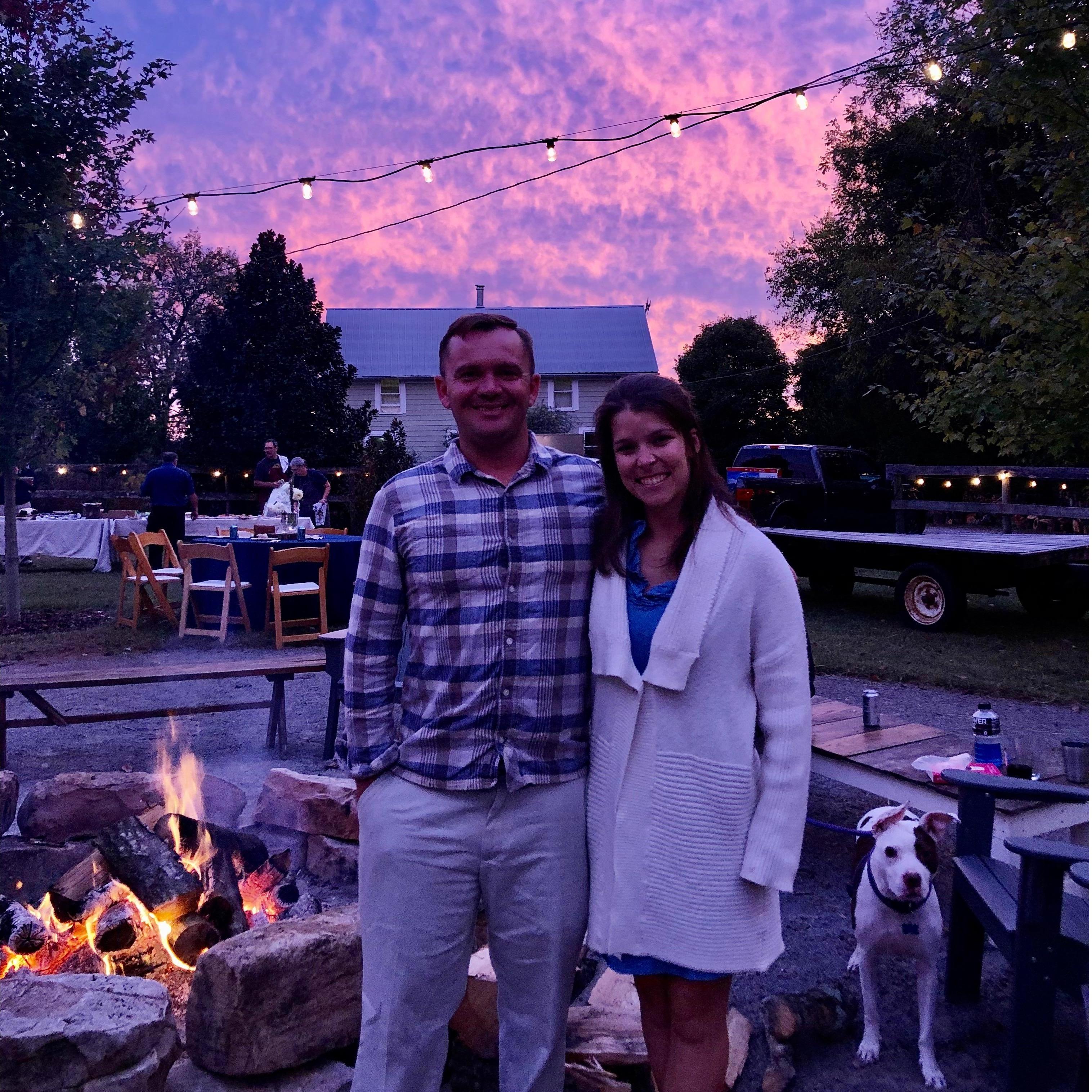 At the rehearsal dinner of our dear friends, Dylan & Julia, before we helped them get married the next day in October 2019.