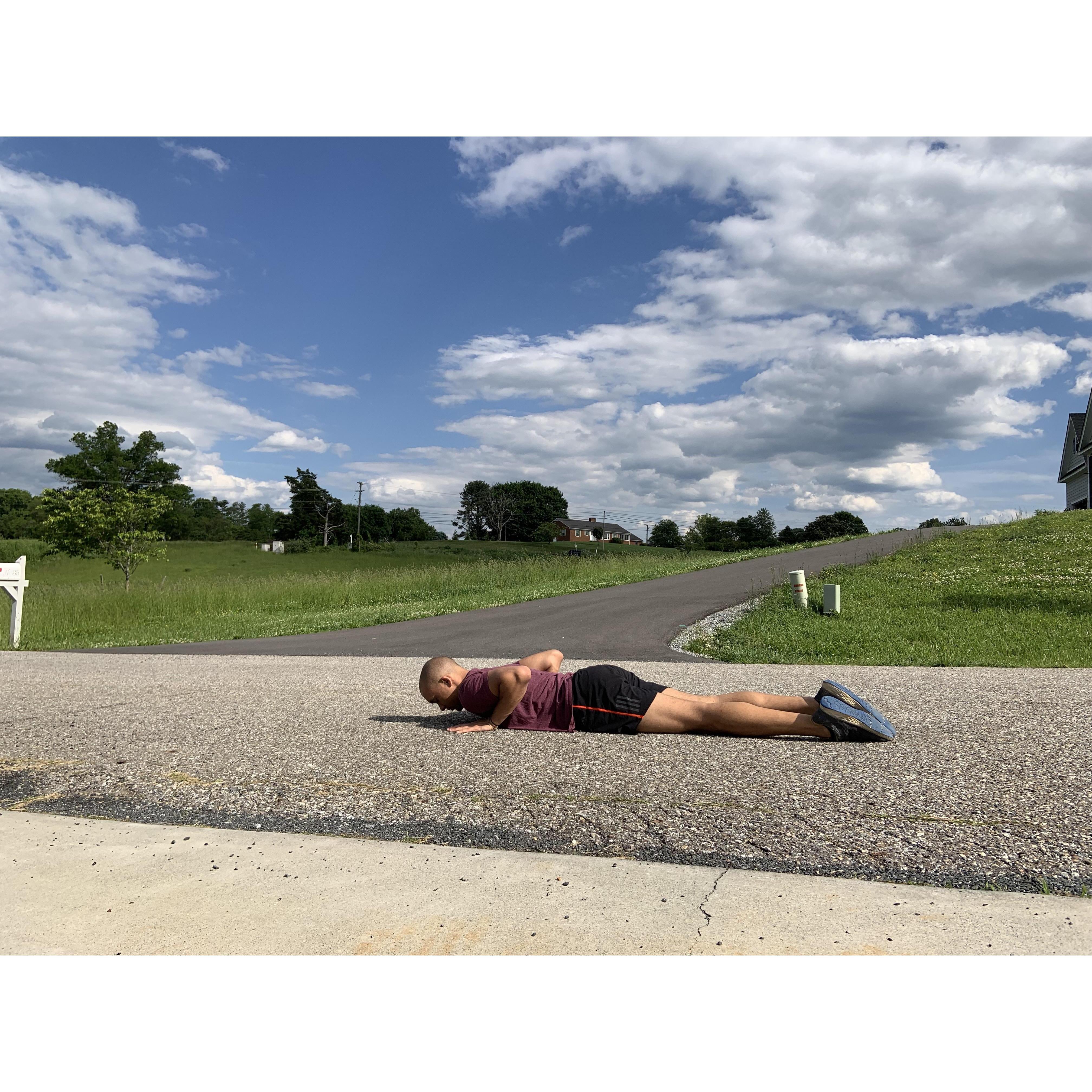 Sometimes Daniel does fun things like licking a driveway.