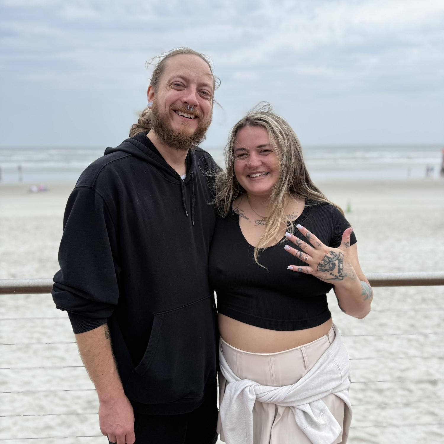 I said "Yes!" in the same place we had our first kiss--a bench on the Flagler Ave. boardwalk in NSB.