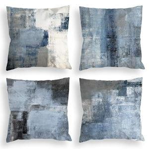 Set of 4 Decorative Cushion Cover Grey Abstract Art