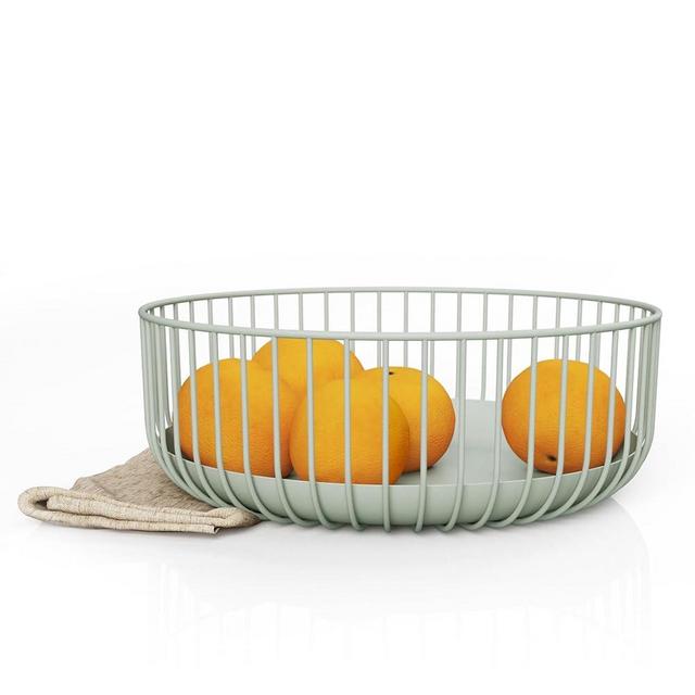 Libken Wire Fruit Bowls-Stylish Metal Wire Fruit Basket for Kitchens-Decorative Fruit and Veg Storage Holder-Ideal Kitchen Accessories for Modern Decor-Light Green, 1 Unit, H4xL11xW11in - Heavy weight