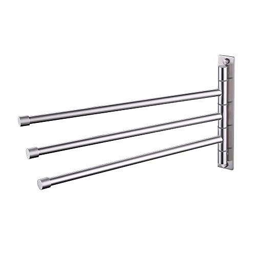 KES Bathroom Swing Towel Bars Swivel Towel Rail 3 Arm Wall Mounted Hand Towel Rack Holder SUS304 Stainless Steel Brushed, A2102S3-2