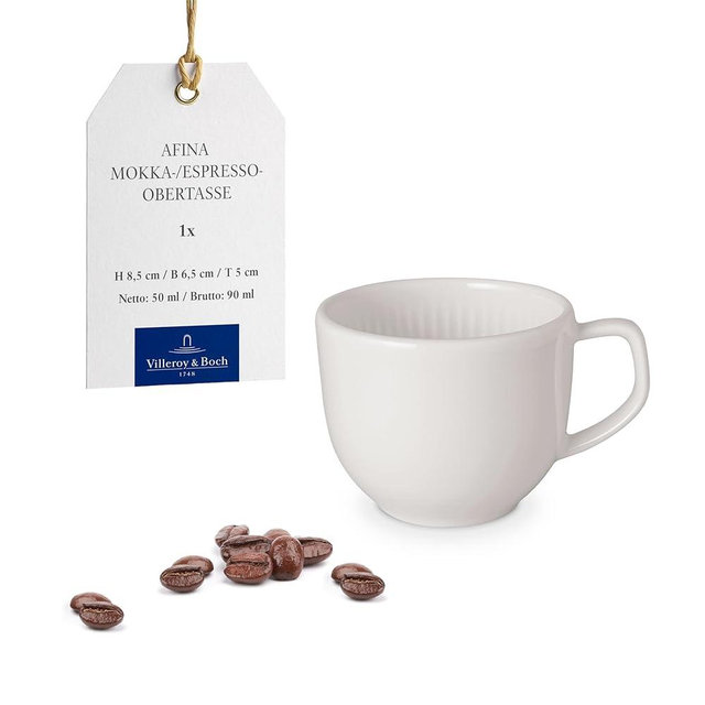Villeroy & Boch Afina Petite Espresso Cup, Premium Porcelain, Made in Germany, Dishwasher and Microwave Safe, Small 2.5 x 2 in Size, 1.7 oz Capacity, Stackable, Rich, Creamy White