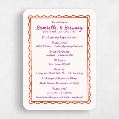 Red Rounded Wedding Program - Nyssa