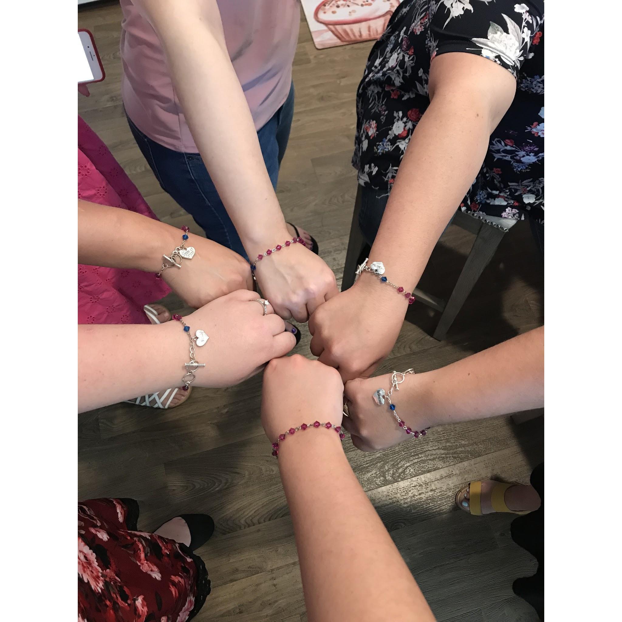 I made these bracelets for my whole squad including the Flower Girl and the two moms!