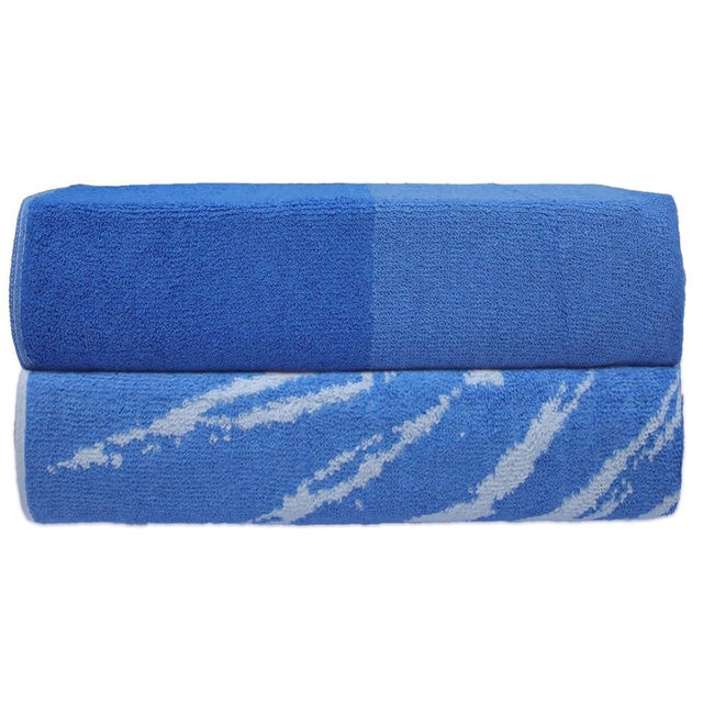 SweetNeedle Topical Palm Oversized 2 Pack Beach Towels for Adults, Hawaii Blue - 100% Cotton Terry Ringspun Hotel Pool Bath Towel, Quick Dry, Low Lint, Absorbent Swim Large Towel, 39 by 59 Inches