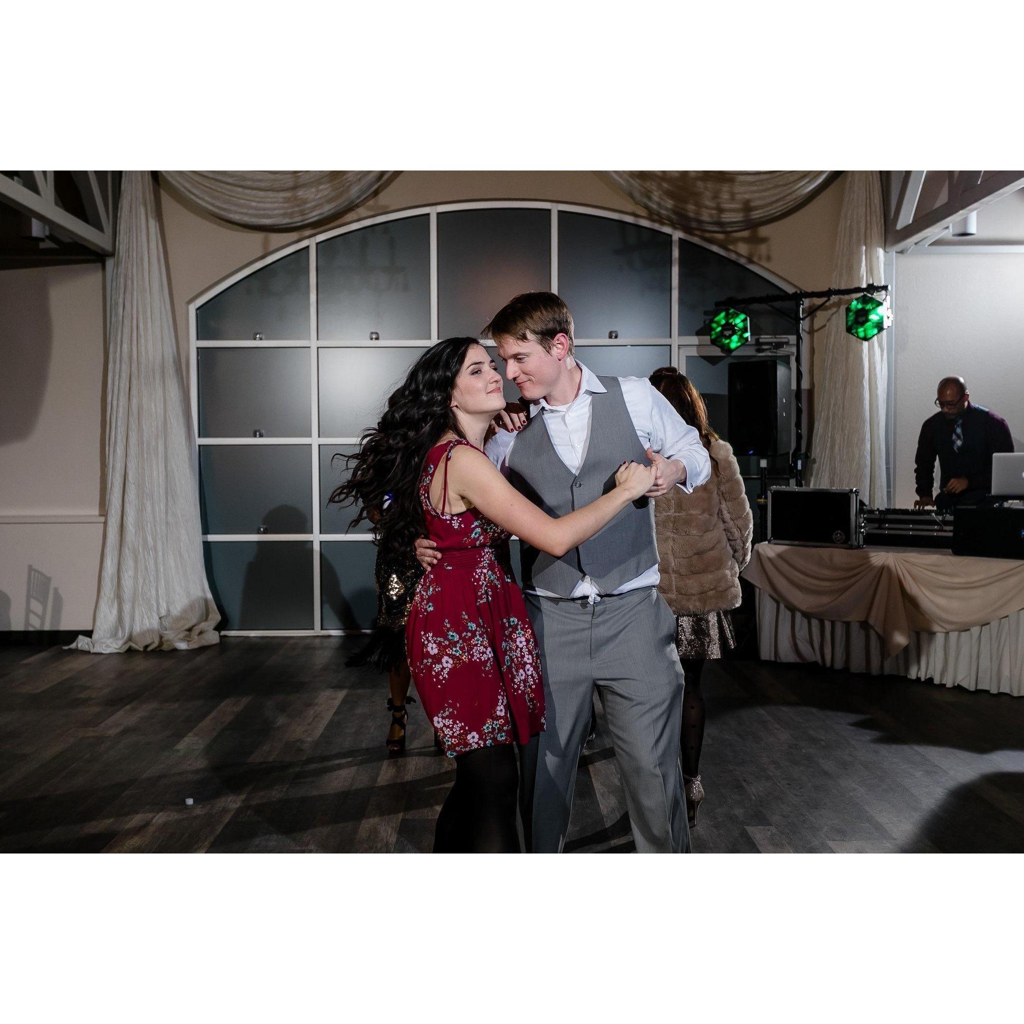 Dancing at Aaron's friend's wedding