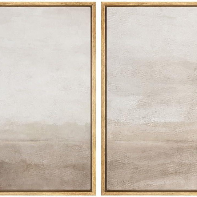 SIGNWIN Framed Canvas Print Wall Art Abstract Wave Pattern Modern Art Minimalist Neutral Decor for Living Room, Bedroom, Office - 16"x24"x2 Natural