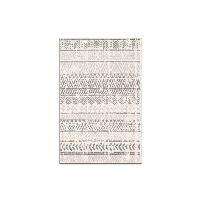 World Rug Gallery Geometric Distressed Bohemian Area Rug - Gray 2'7"x4': Stain-Resistant, Pet Friendly, Low Pile