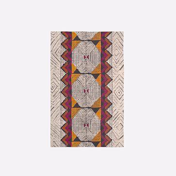 Diamond Motif Wool Rug, Burnt Orange, 5'x8'