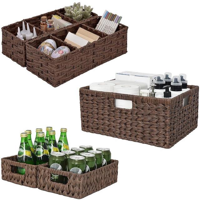 GRANNY SAYS Bundle of 3 Sets Wicker Storage Baskets for Organizing Bathroom/Pantry
