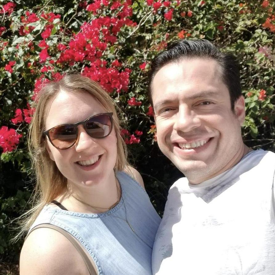 On a walk during our first wedding-planning trip to Sarasota.