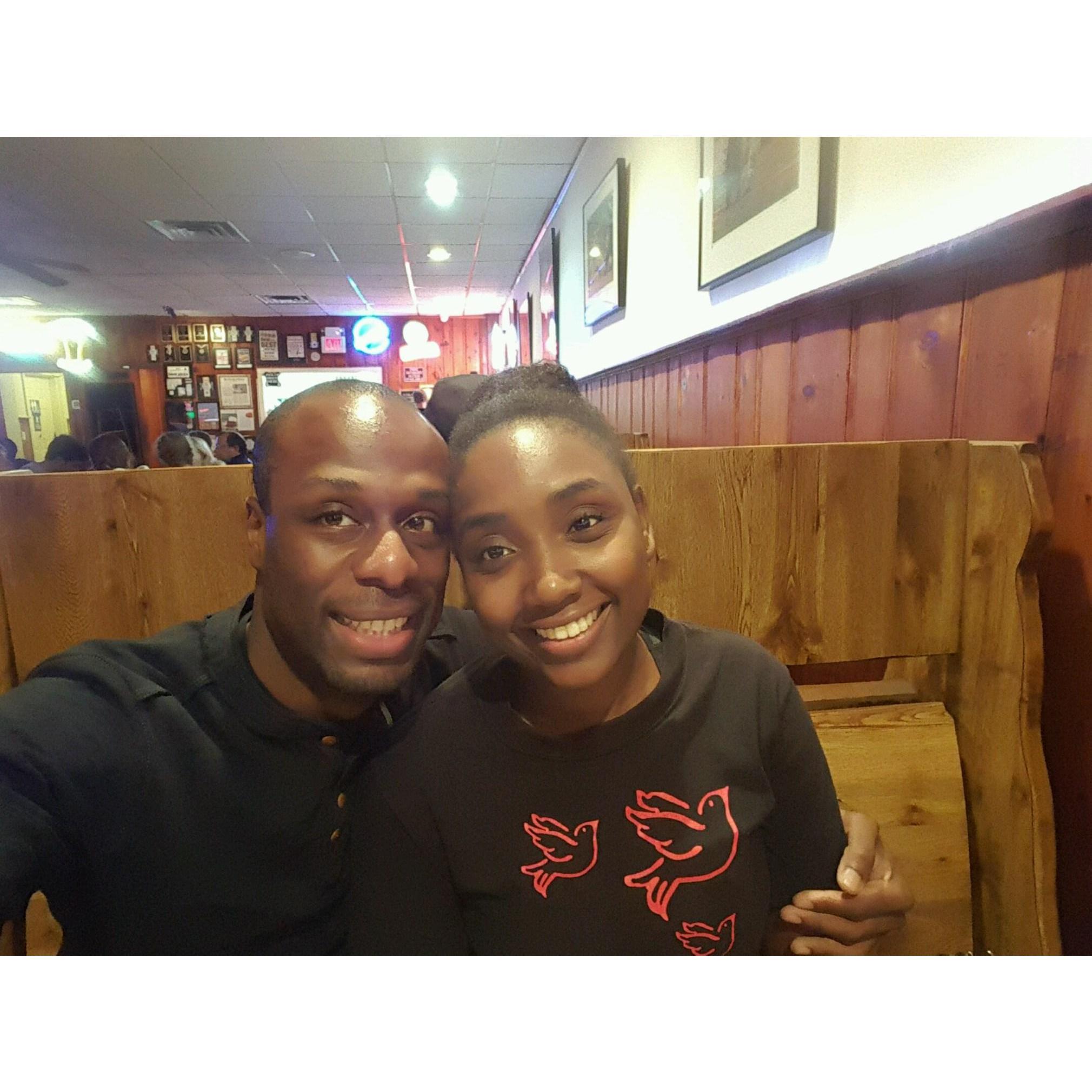 Patricia & Archie at favorite pizzeria - Stars Tavern