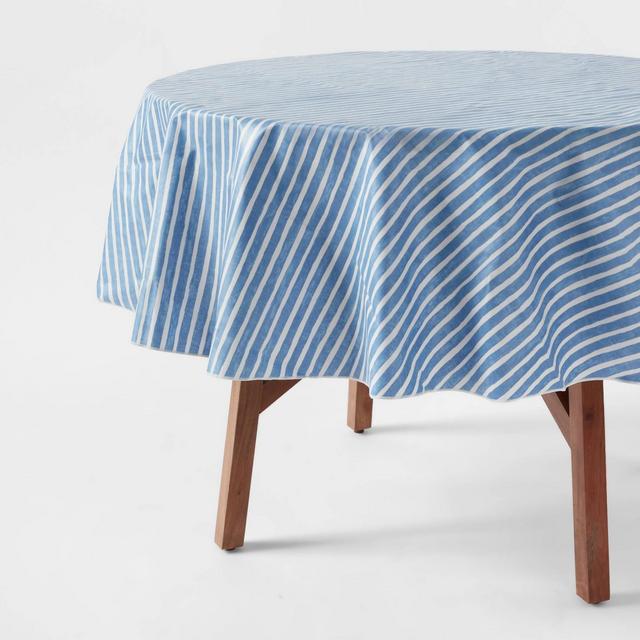 70" Cotton Striped Round Tablecloth Blue - Threshold™