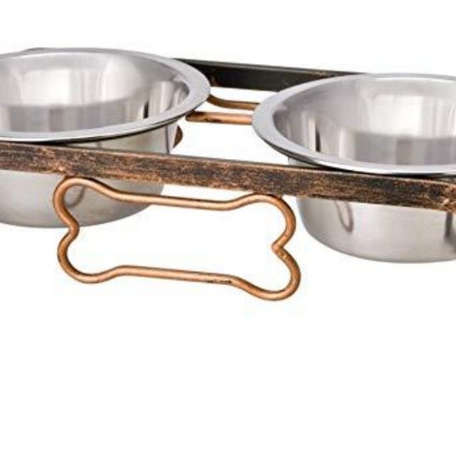 Loving Pets Black Label Collection Rustic Bone Diner for Dogs, Aged Copper