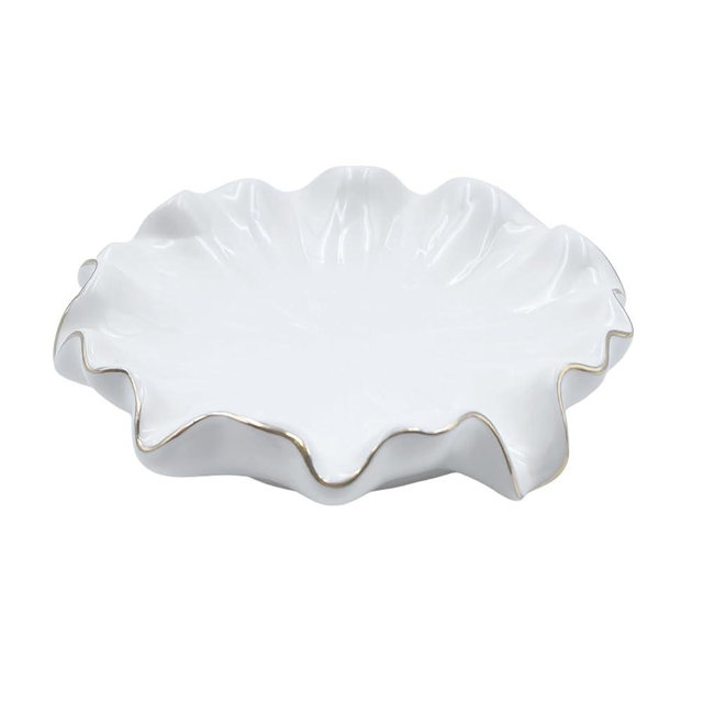 Ceramic Soap Dish Self-Draining Lotus Leaf Soap Holder Soap Saver for Bathroom,Kitchen,Sink,Bathtub(White)
