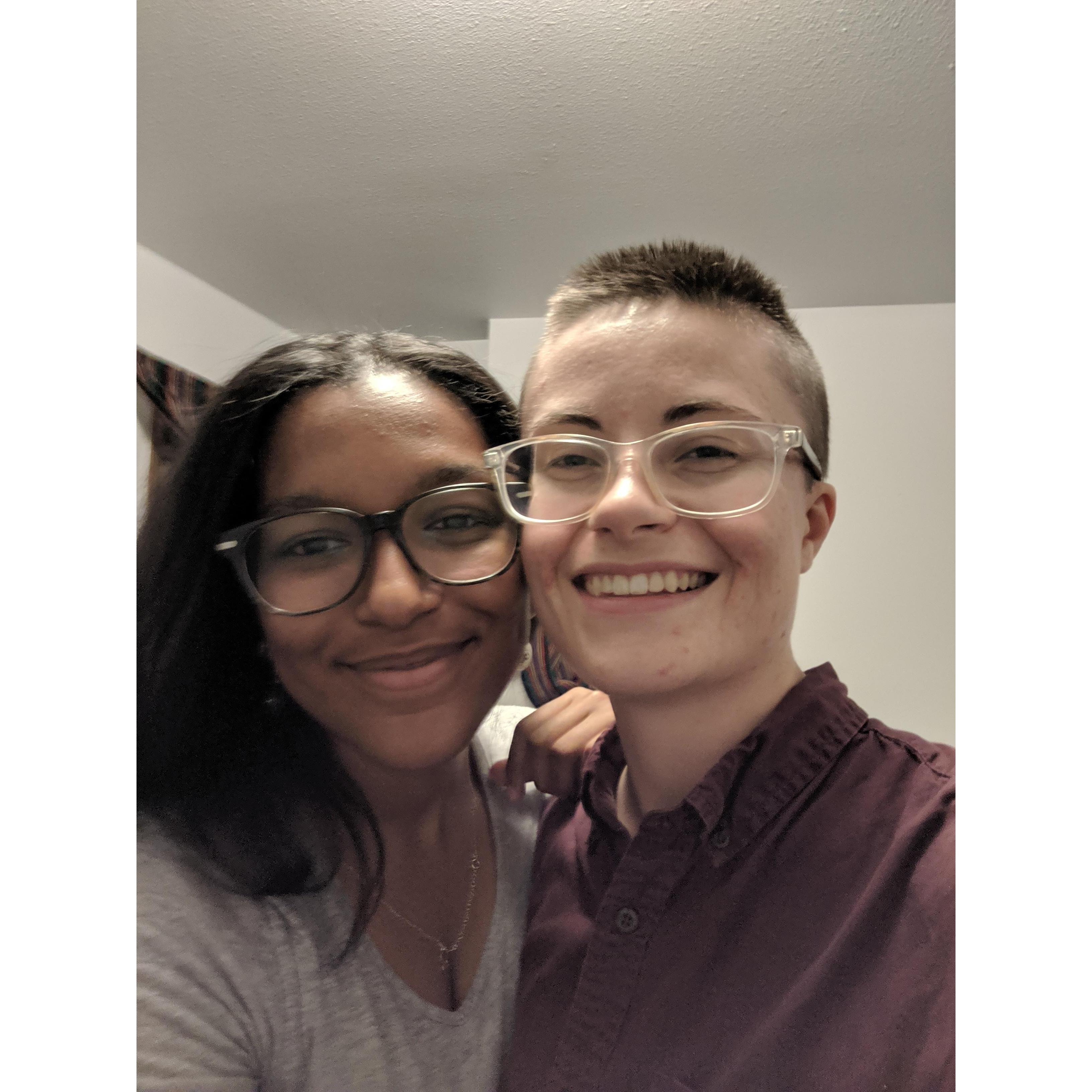 We snapped this selfie just after getting home from Kyle's proposal on the Wisconsin capitol square lawn.