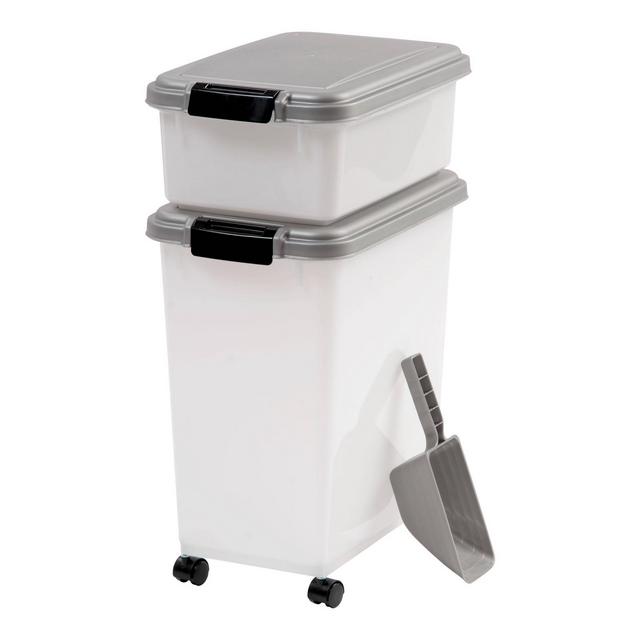 IRIS Airtight Pet Food and Treat Storage Container Combo - Gray - 25lb