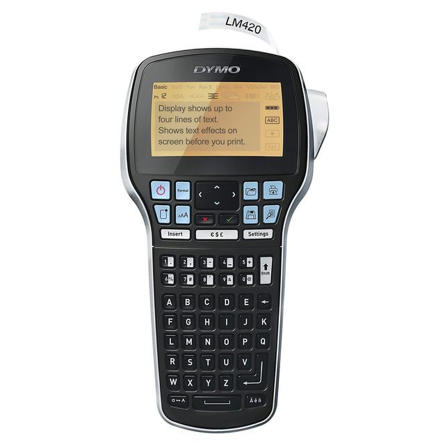 DYMO Label Maker with Adapter | LabelManager 420P High-Performance Label Maker, Rechargeable, PC and Mac Connectivity, Bright Backlit Display, Easy-to-Use, Portable, for Home Office Organization