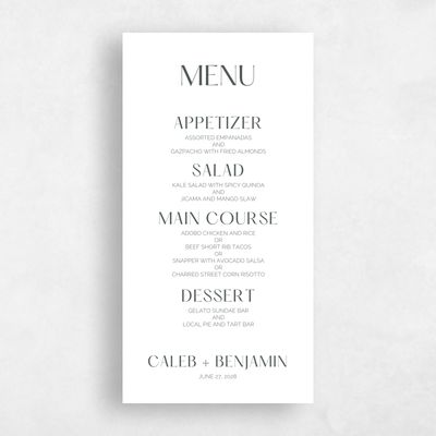 White Summer Wedding Menu - Goodwin