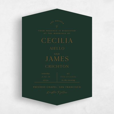 Green Diamond Wedding Invitation - Colfax Portrait
