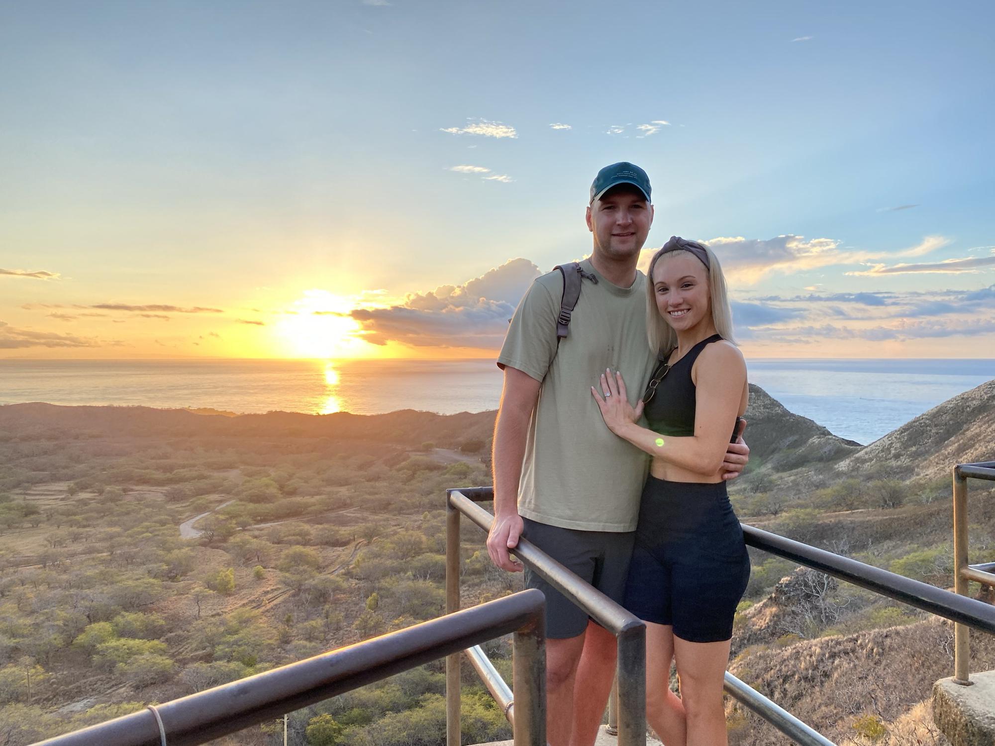 Diamond Head Hike in Hawaii @ Sunrise. The morning after we got Engaged! 2021