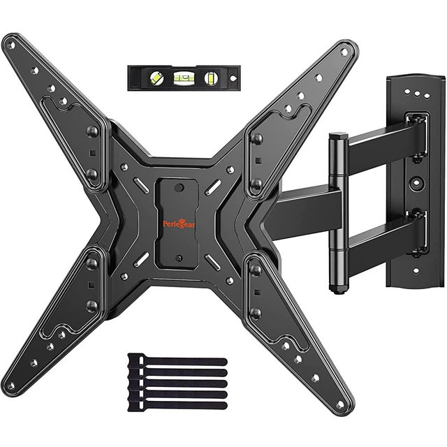 Full Motion TV Wall Mount for 23-55 Inch LED LCD Flat Curved TVs with Swivel Articulating Extends Tilt Arm fit Max VESA 400x400mm up to 88lbs by Perlegear