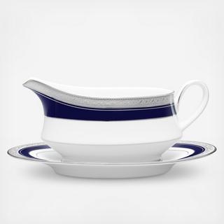 Crestwood Cobalt Platinum Gravy Boat with Tray