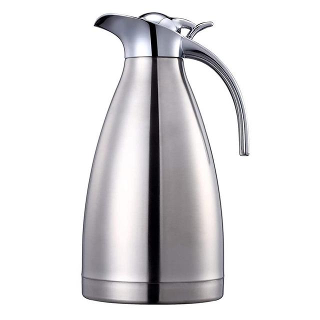 Sumerflos 68 Oz Stainless Steel Coffee Thermal Carafe/Double Walled Vacuum Thermos Insulated / 12 Hour Heat Retention / 2 Liters (Silver)