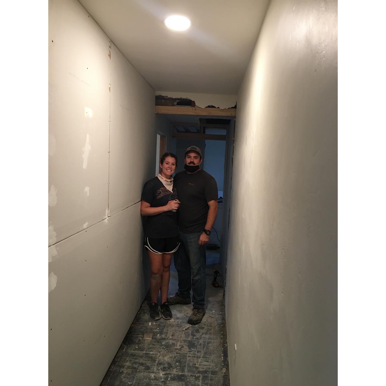 Standing in the new hallway we built!