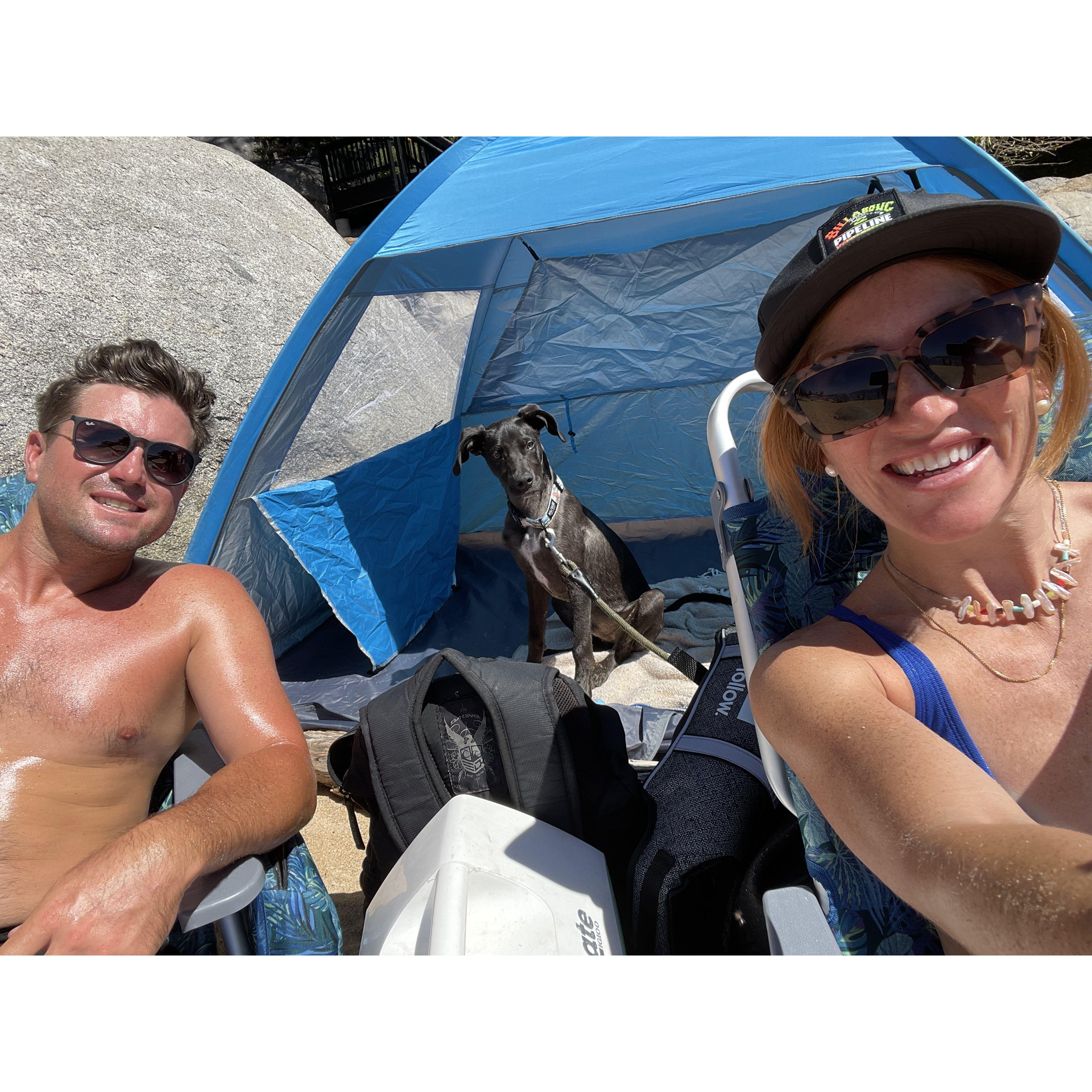 Beach day with our baby Charlie Bean