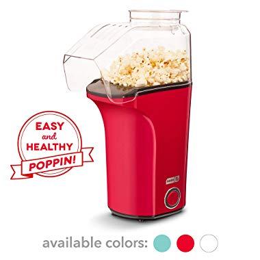DASH DAPP150V2RD04 Hot Air Popcorn Popper Maker with Measuring Cup to Portion Popping Corn Kernels + Melt Butter, 16, Red