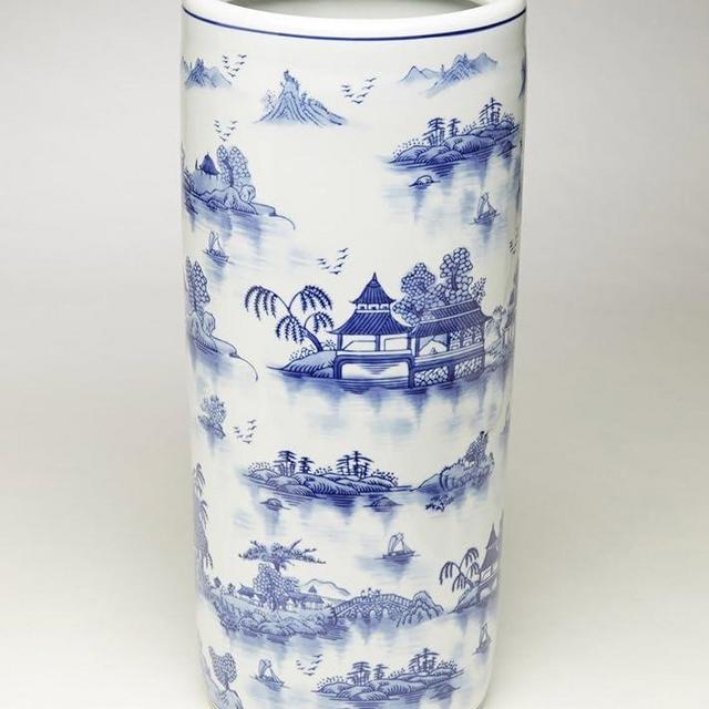 Zeckos AA Importing 59800 18 Inch Blue and White Umbrella Stand