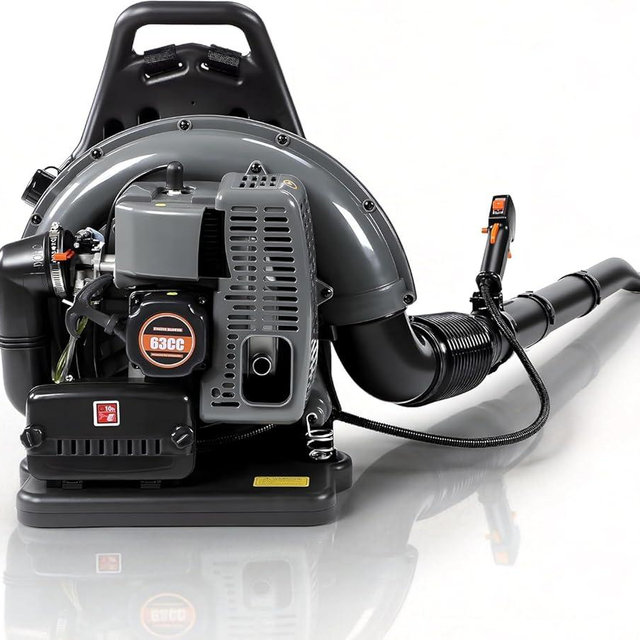 63CC Gas Backpack Leaf Blower, 2-Stroke Commercial Grade Blower - 700CFM 205MPH, Gas Powered Leaf Blower with Variable Speed, Low Noise & Ergonomic Harness for Lawn Care, Yard Cleanup & Debris Removal