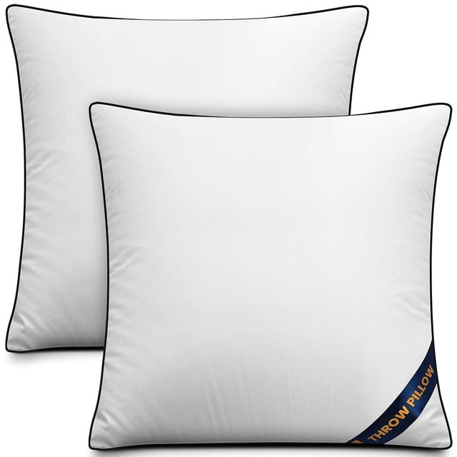 Utopia Bedding Throw Pillow Inserts (Pack of 2, White), 22 x 22 Inches Decorative Indoor Pillows for Sofa, Bed, Couch, Cushion Sham Stuffer