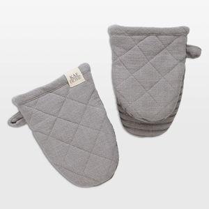 Monaco Mineral Grey Cotton with Silicone grip Mini Mitt, Set of 2 | Crate & Barrel