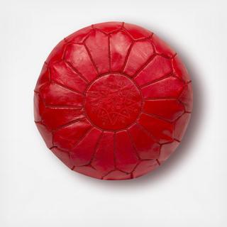 Embroidered Leather Pouf