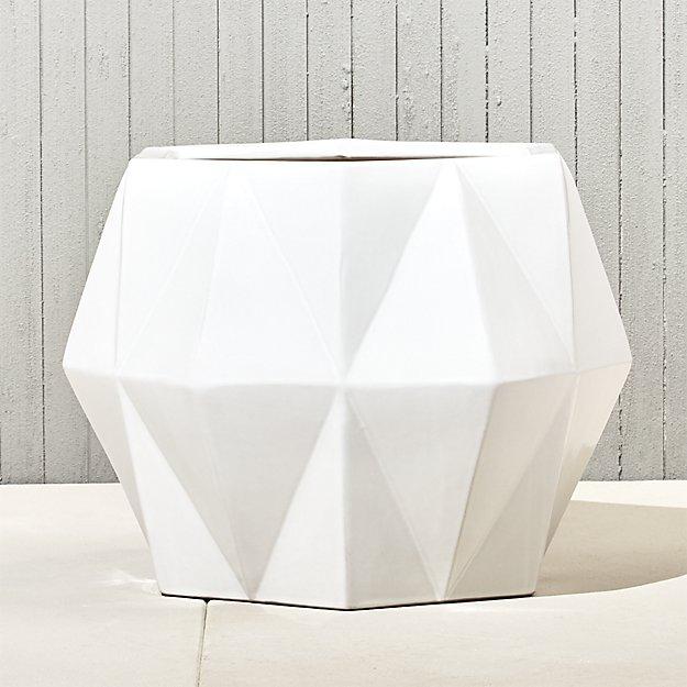 Isla large white geometric planter