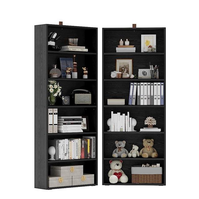 IRONCK Bookshelves and Bookcases Set of 2 Floor Standing 6 Tier Display Storage Shelves 70in Tall Bookcase Home Decor Furniture for Home Office, Living Room, Bed Room