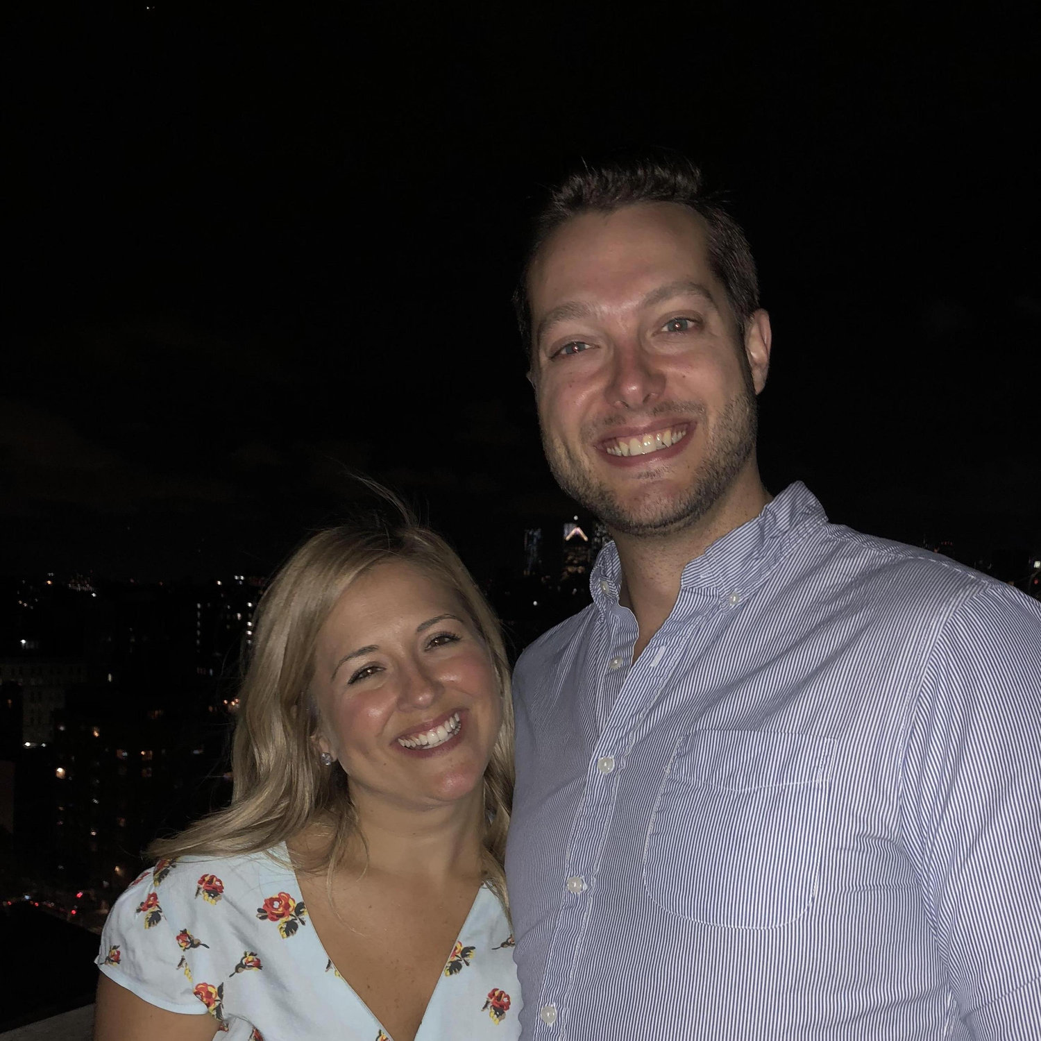 Enjoying an NYC rooftop at a friend's party!