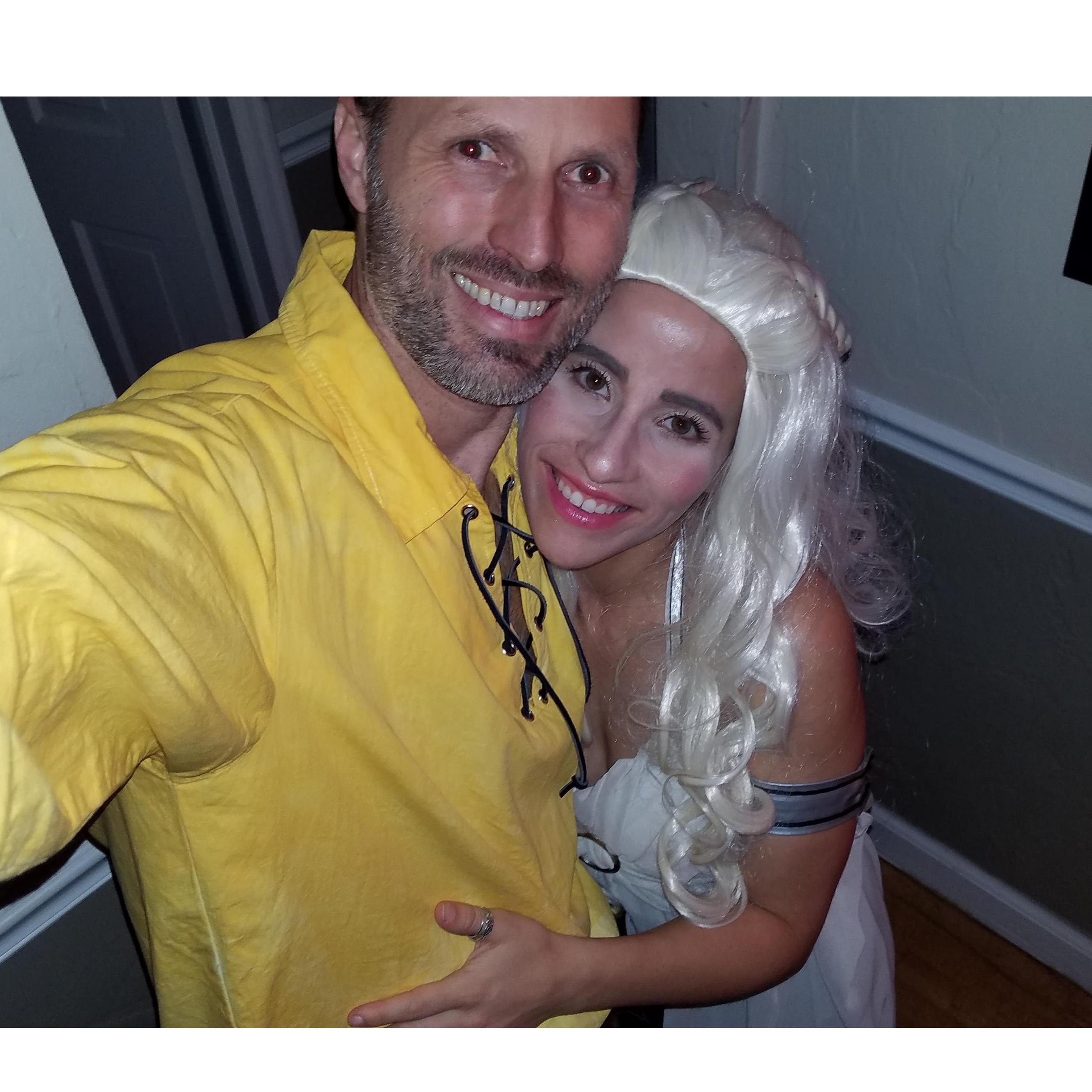 Dressed as Daenerys and Ser Jorah Mormont for Kris and Shawna's Halloween Party in October 2018.