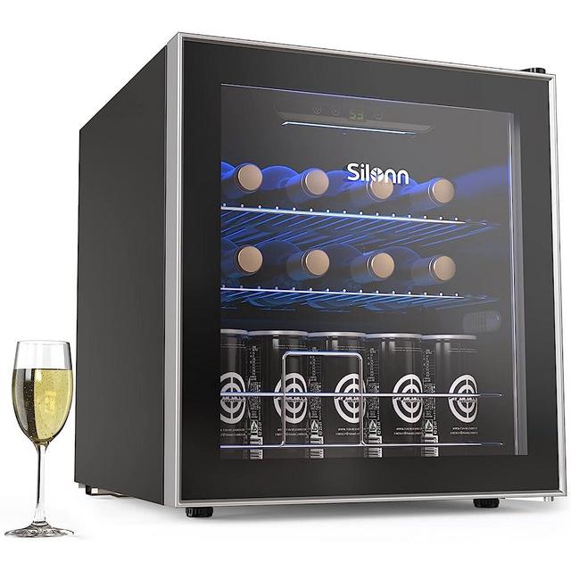 Silonn 12 Bottle Wine Cooler/Cabinet Beverage Refrigerator,Small Mini Wine Cellar for Red,White,Champagne or Sparkling Wine,40f-61f Digital Temperature Control Wine Fridge Glass Door