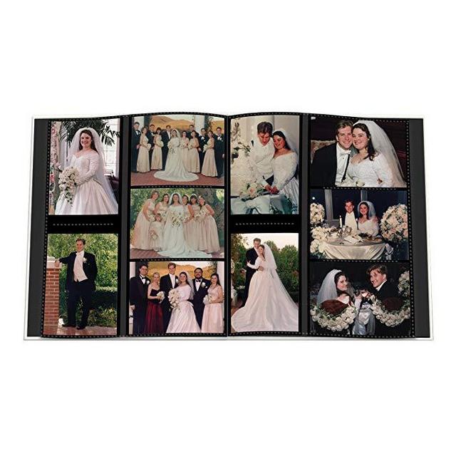 Pioneer Collage Frame Embossed Wedding Sewn Leatherette Cover Photo Album, Ivory