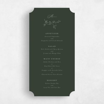 Green Ticket Wedding Menu - Sequoia