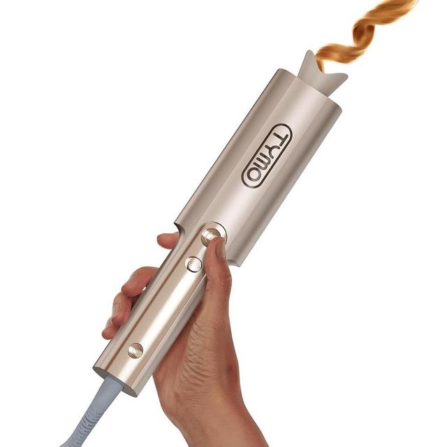 Upgraded Automatic Rotating Curling Iron - TYMO CurlPro Plus Long Barrel Curling Wand for Long Hair, Ceramic 1 Inch Hair Curler for Women, Anti-Scald, Tangle-Free, 600M Ionic, Dual Voltage, Gold