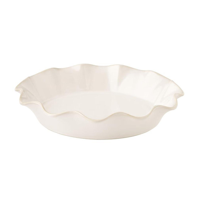 Colette 11-Inch Stoneware Ruffled-Edge Baking Pie Pan & Tart Dish, Linen