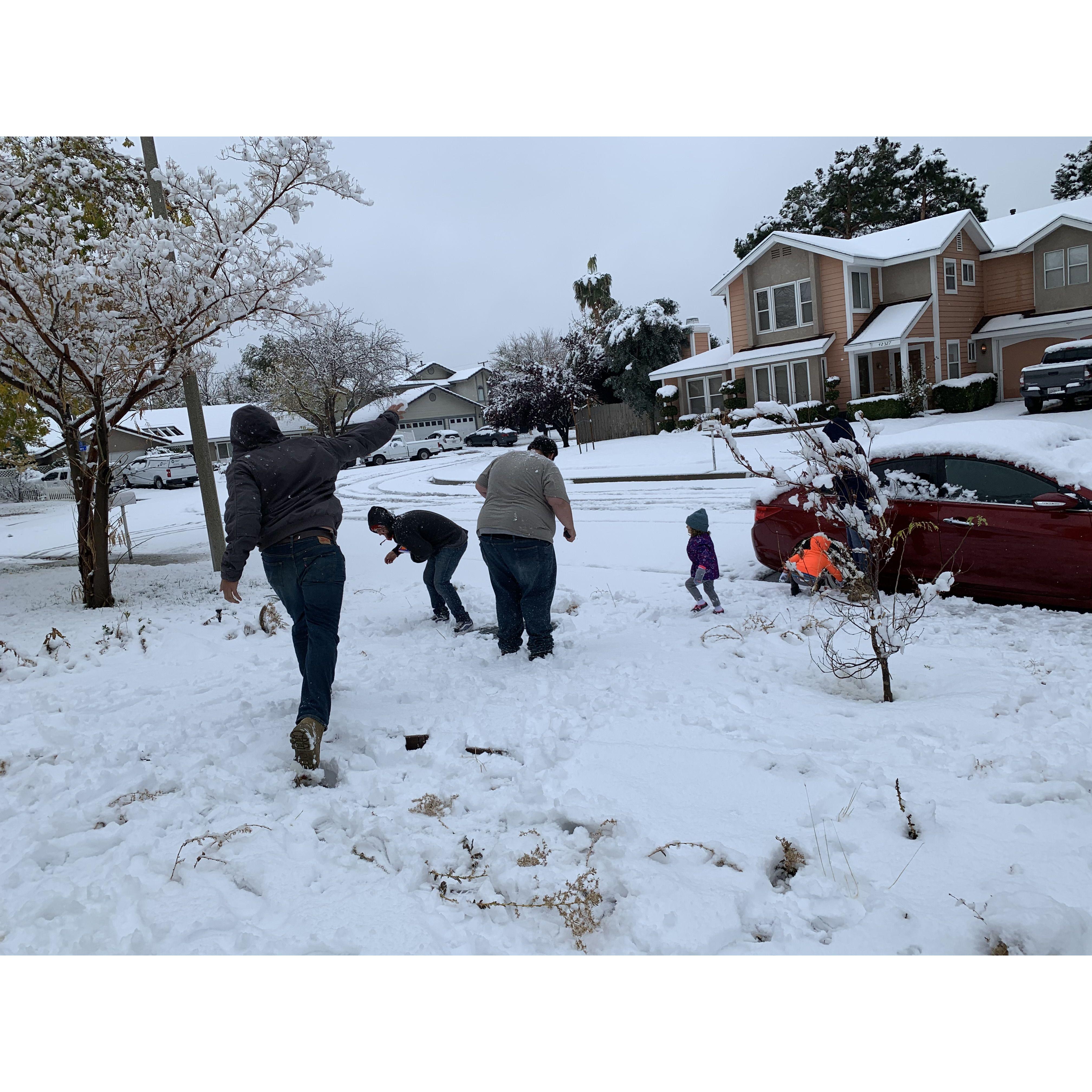 Snowball fight with the Gaylord's for Thanksgiving!