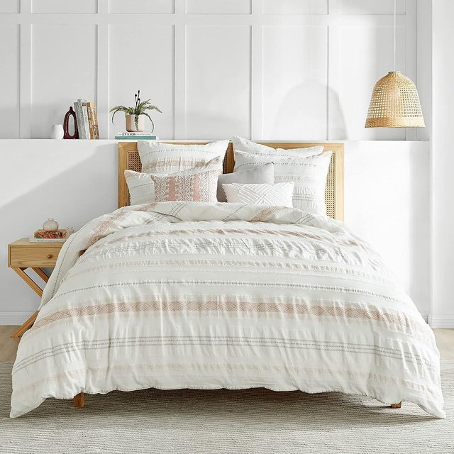 Levtex Home - Pickford Blush Comforter Set - King Comforter + Two King Pillow Cases - Blush, Taupe, Grey, Cream - Jacquard - Comforter (106 x 94in.) and Pillow Case (36 x 20in.) - Cotton