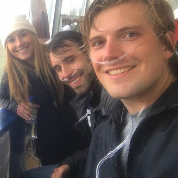 Quito – El Teleférico. The DesRosiers team took a tiny sip of oxygen to keep the adventure going.