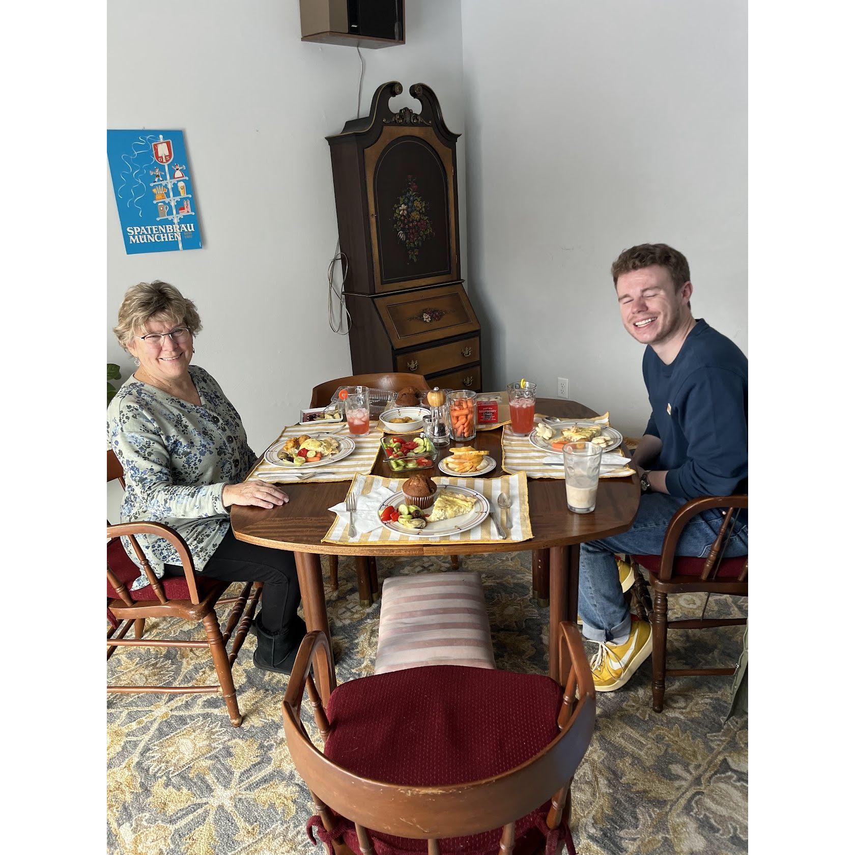 Jane made us breakfast! She's the best. We’ve loved getting to know her and always enjoy our time together. 🍳💖